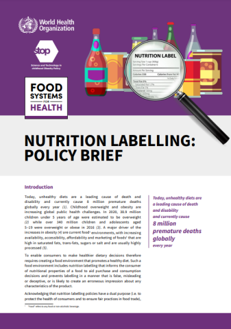 WHO Nutrition Labelling-Policy Brief-cover (2022)