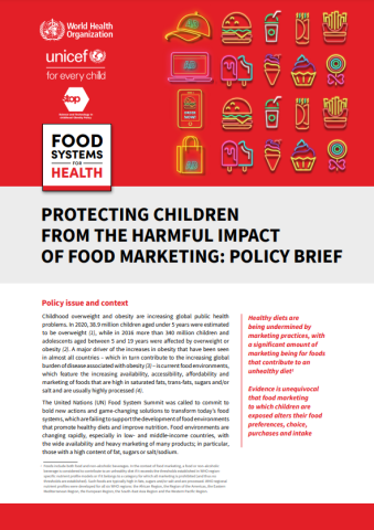UNICEF-WHO-Protecting Children-Food Marketing-brief-cover (2022)