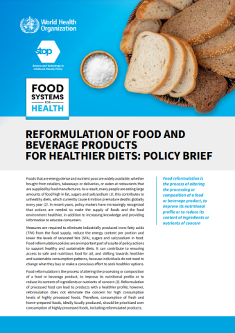 WHO Food Reformulation-brief-cover (2022)