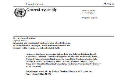 New resolution by UNGA on the Nutrition Decade